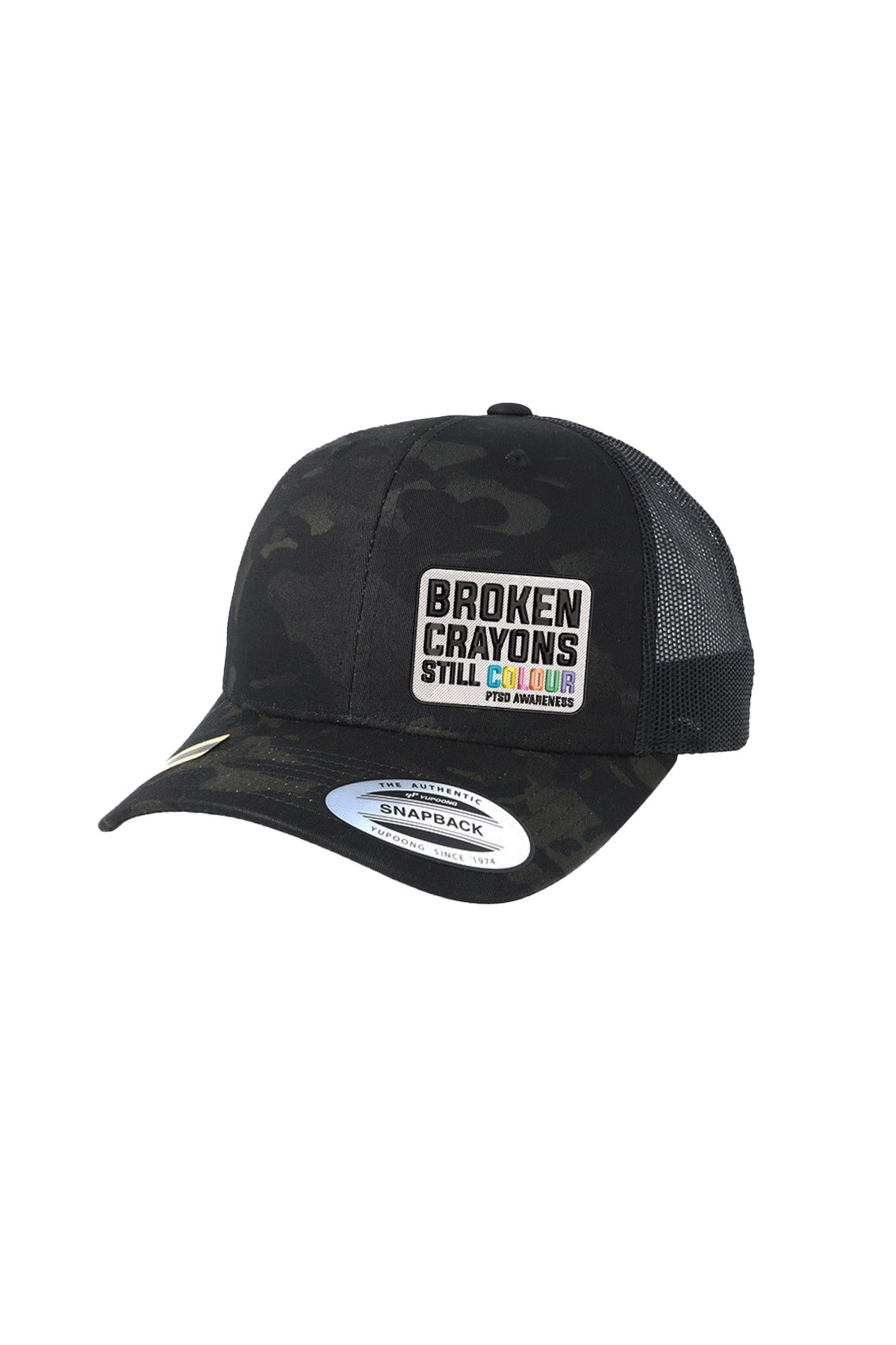 PTSD BROKEN CRAYONS STITCH-STYLE - MESH BACK MULTICAM SNAPBACK