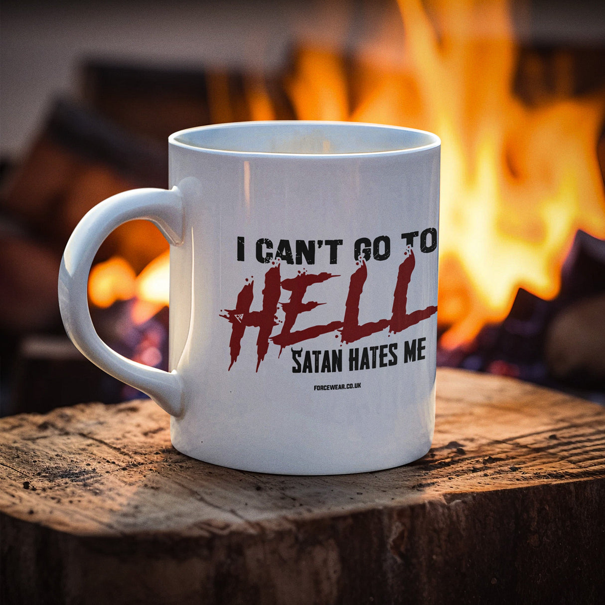 I CAN'T GO TO HELL MUG