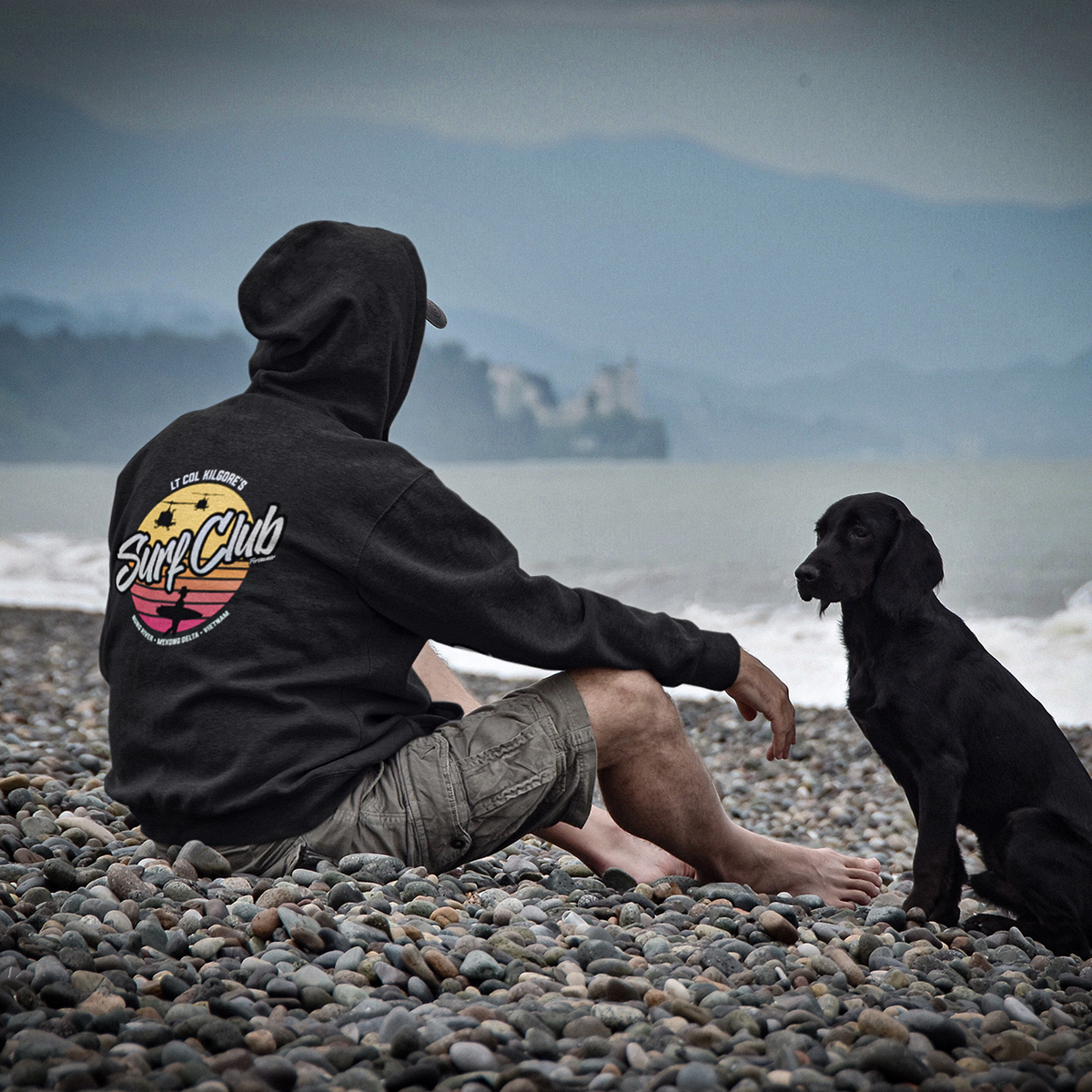 SURF CLUB TAG & BACK BLK HOODIE - Force Wear