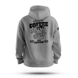 FUELLED BY COFFEE AND CRAYONS TAG & BACK HOODIE