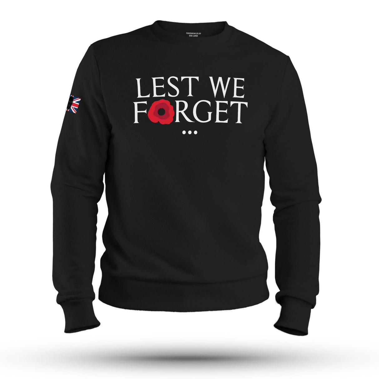 LEST WE FORGET WHT INK ED SWEAT - BLACKOUT