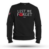 LEST WE FORGET WHT INK ED SWEAT - BLACKOUT