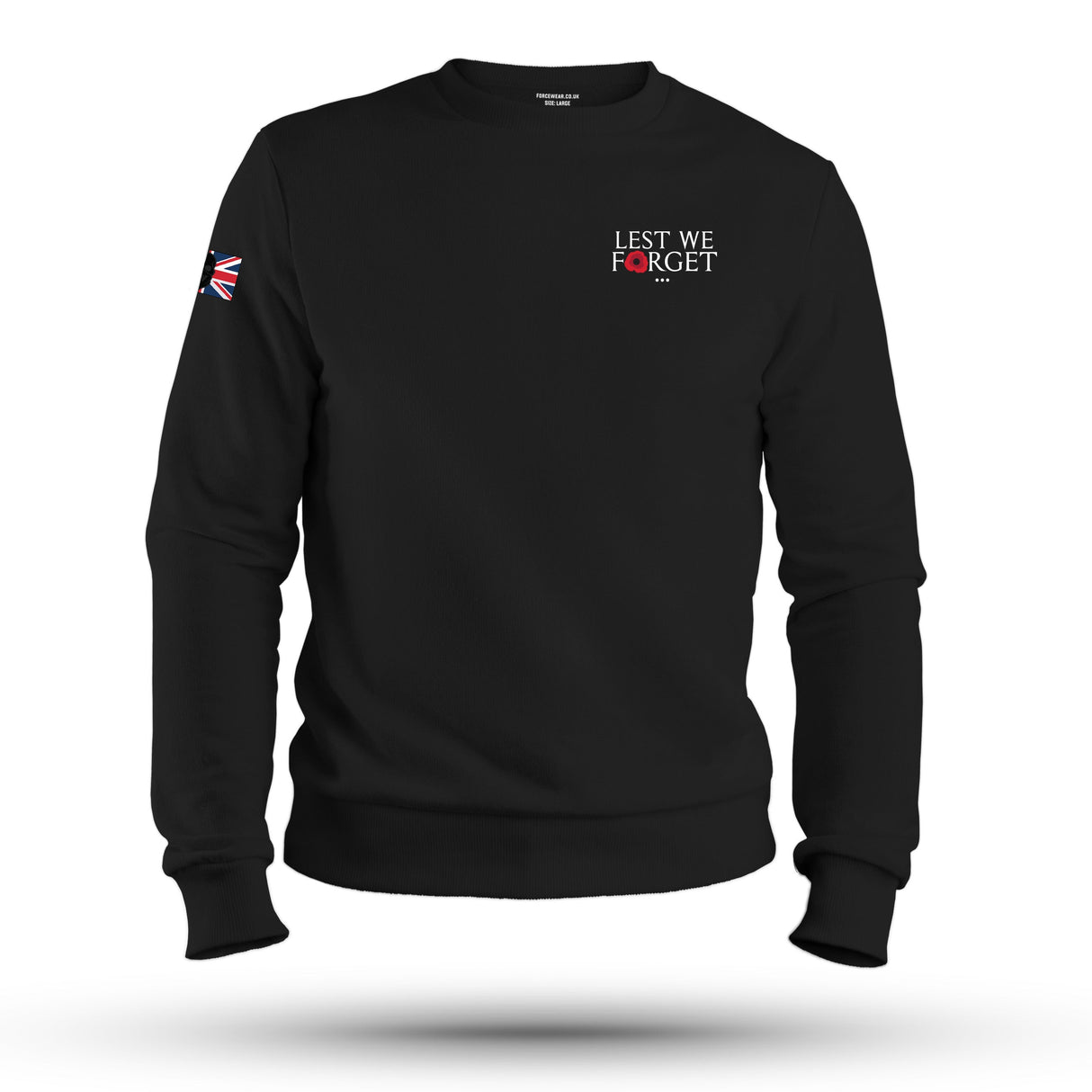 LEST WE FORGET WHT INK TAG SWEAT - BLACKOUT