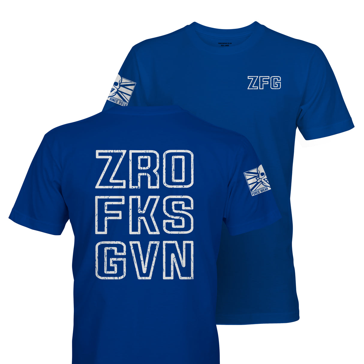 ZRO FKS GVN WHT ON BLUE