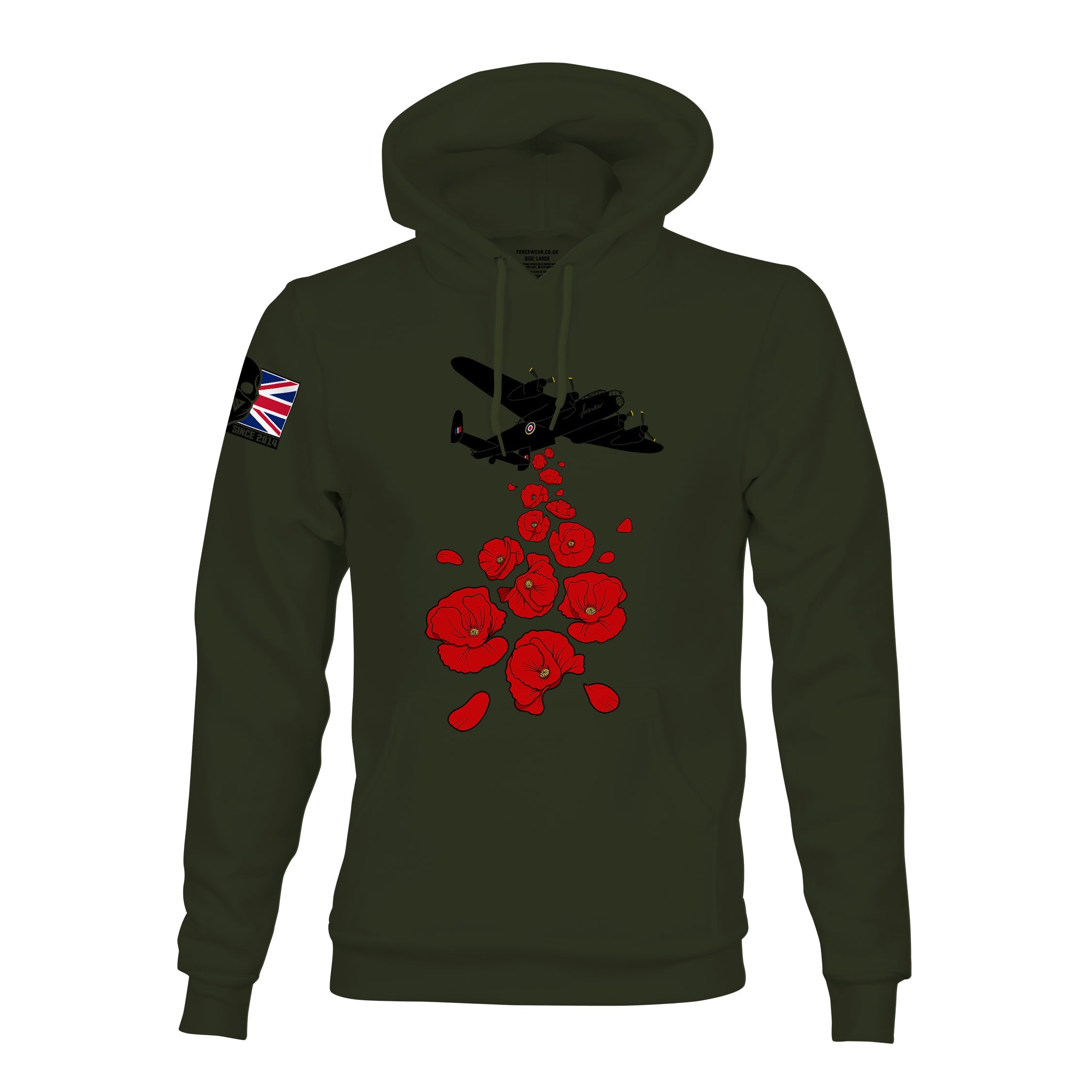 LANCASTER AND POPPIES HOODIE Military Veteran Force Wear